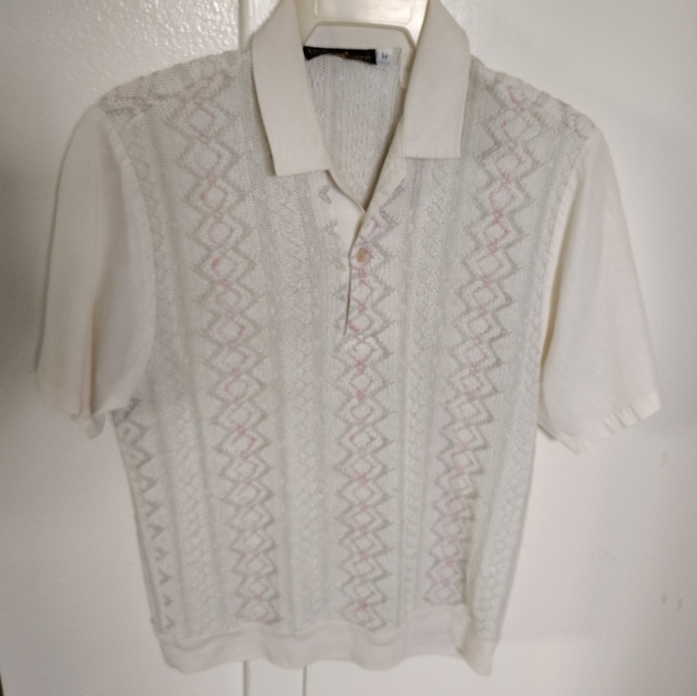Vintage Polo Shirt Textured Knit Body Short Sleeve Size M